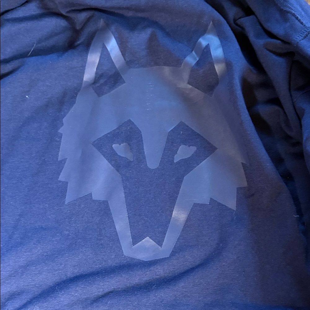 Greyson Navy Blue Gotham Hooded Pullover with Tonal Wolf Graphic - Picture 3 of 4